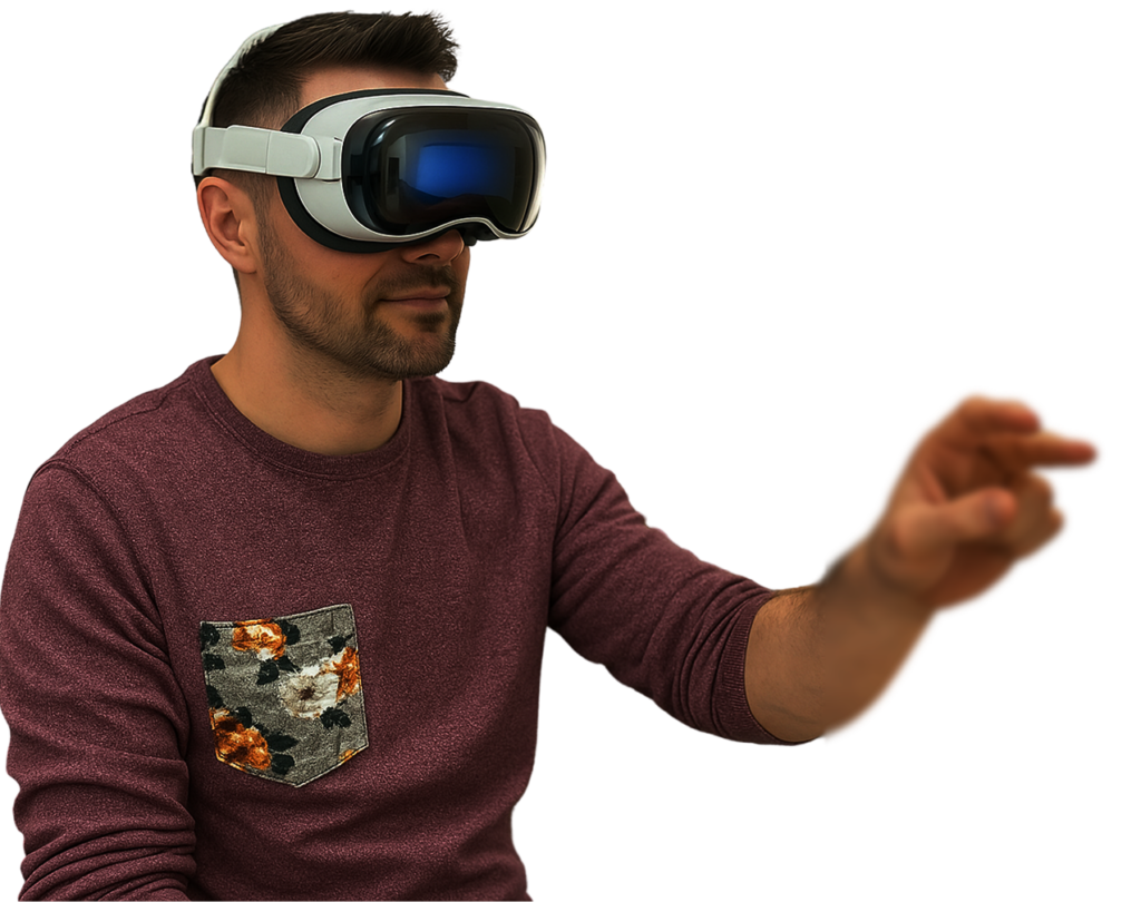 Imagem de Homem utilizando Realidade Virtual (VR)