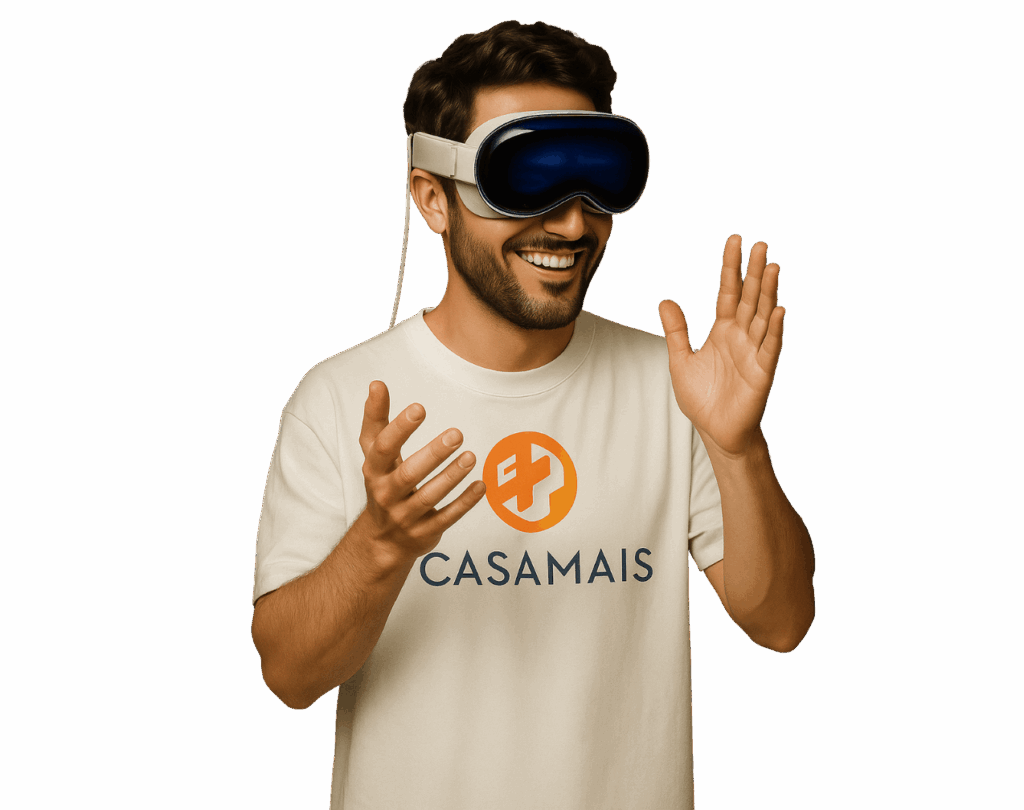Homem usando Apple Vision Pro - Agência Casa Mais