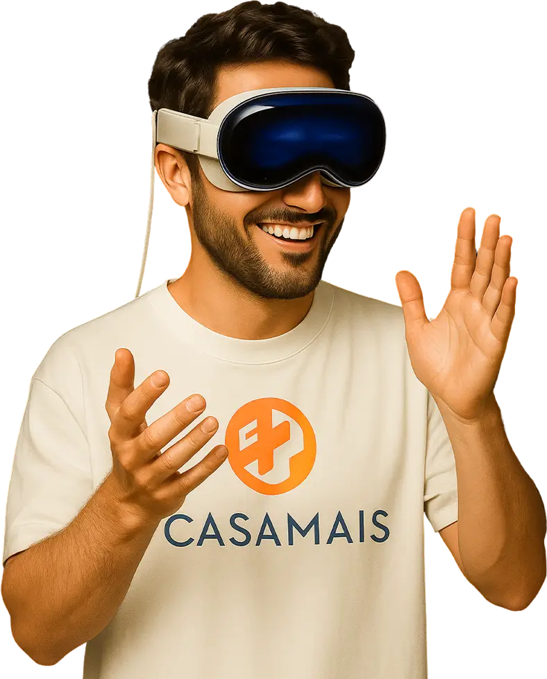Homem usando Apple Vision Pro - Agência Casa Mais