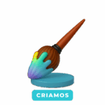 Pincel colorido em base az