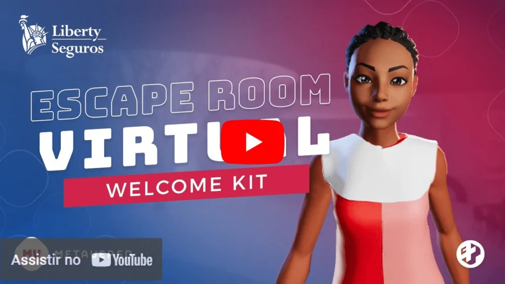 Avatar feminina apresentando experiência de escape room virtual da Liberty Seguros