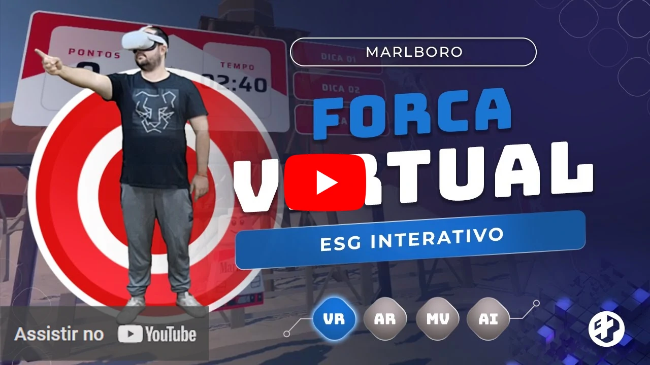 Jogo interativo Forca Virtual em realidade virtual com temática ESG da Marlboro