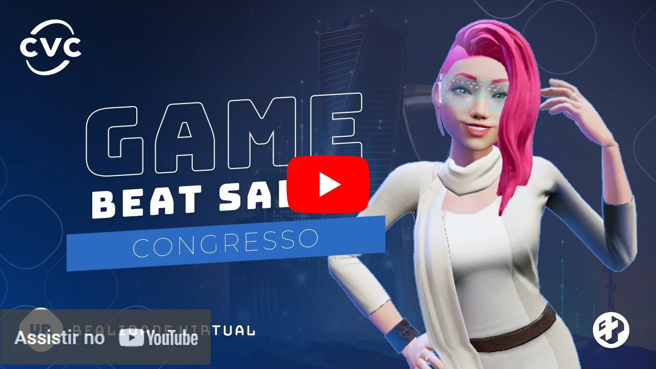 Avatar feminina 3D no game Beat Saber para congresso da CVC com realidade virtual