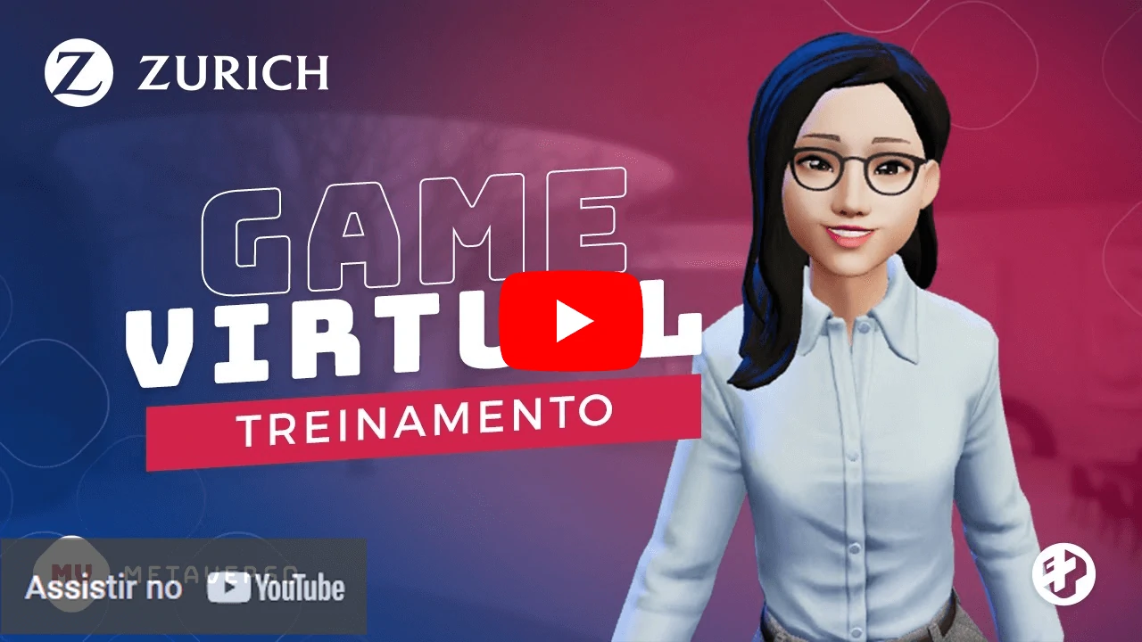 Game virtual de treinamento desenvolvido para a Zurich com avatar feminino.
