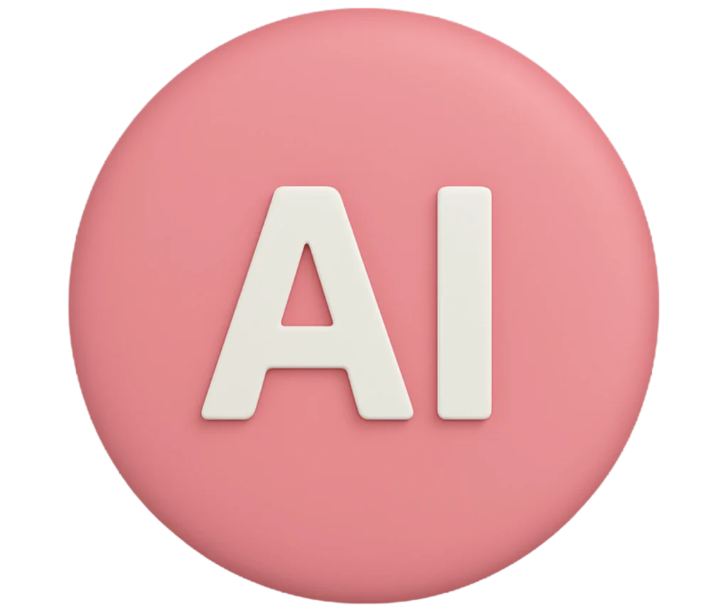 Ícone de Inteligência Artificial com fundo rosa 3D.