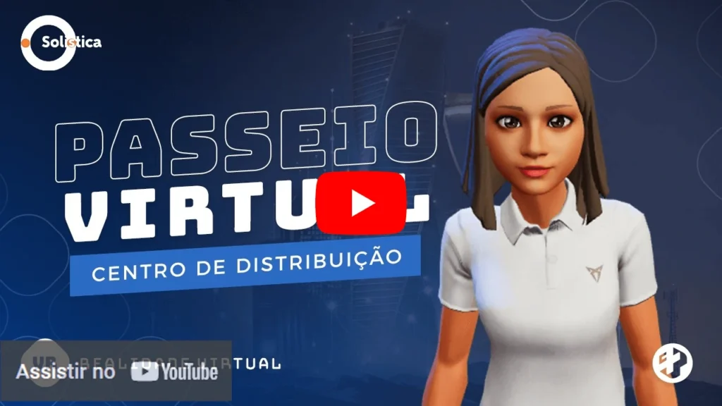 Avatar feminino apresenta passeio virtual em centro de distribuição Solistica