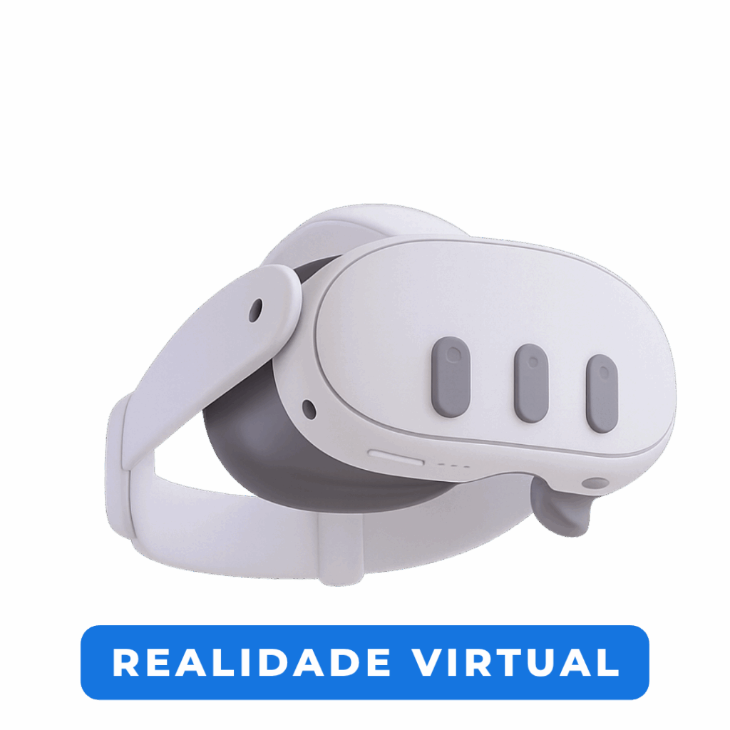 Imagem de headset VR em perspectiva lateral.