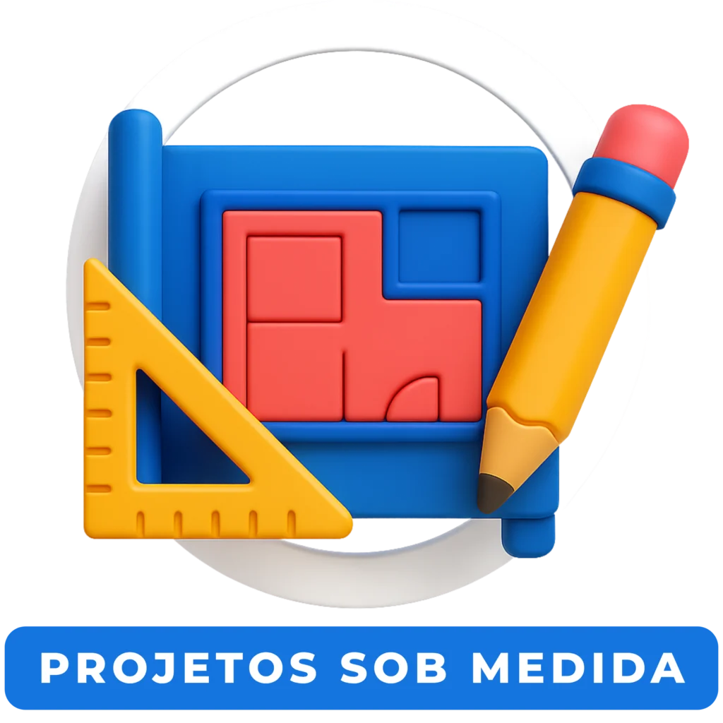 Ícone colorido de planta baixa com régua e lápis, simbolizando projetos ESG personalizados em Realidade Virtual.