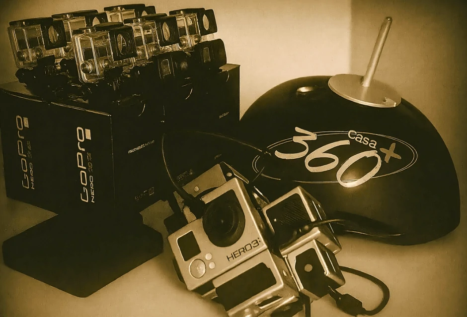 Rig com 6 câmeras GoPro Hero 3 Black da Casa Mais para filmagens 360 graus em 4K.