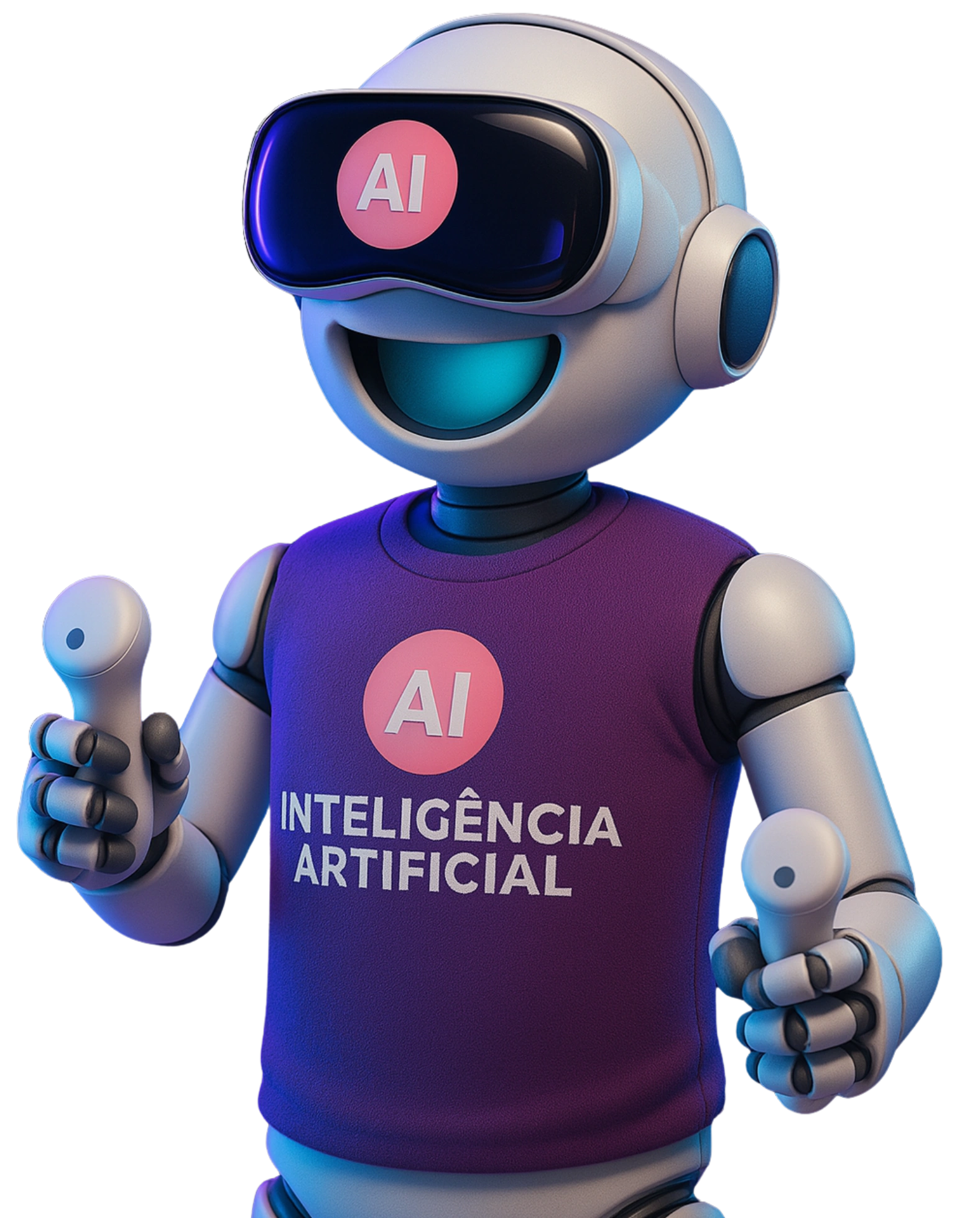 Robô com óculos de realidade virtual representando o uso de Inteligência Artificial pela Casa Mais.