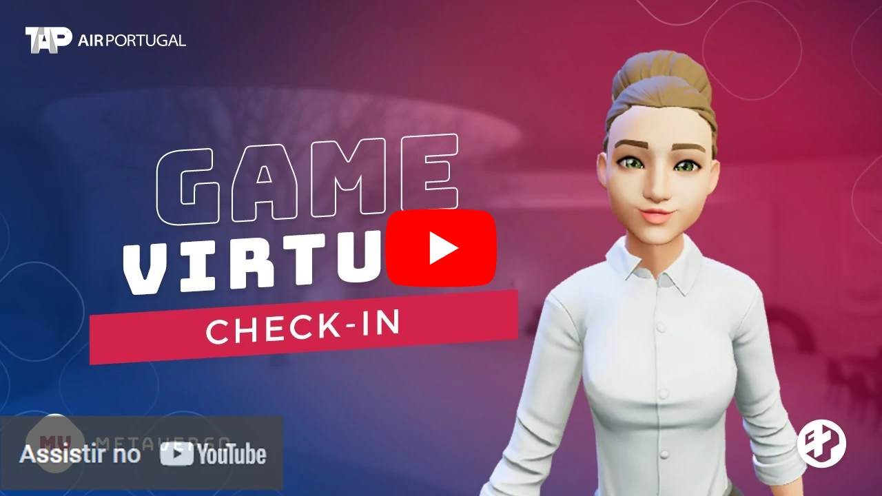 Thumbnail do game virtual de check-in da TAP Air Portugal com avatar feminino 3D