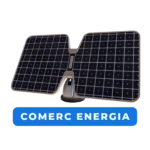 Tour Virtual da Comerc Energia com destaque para placas solares modernas.