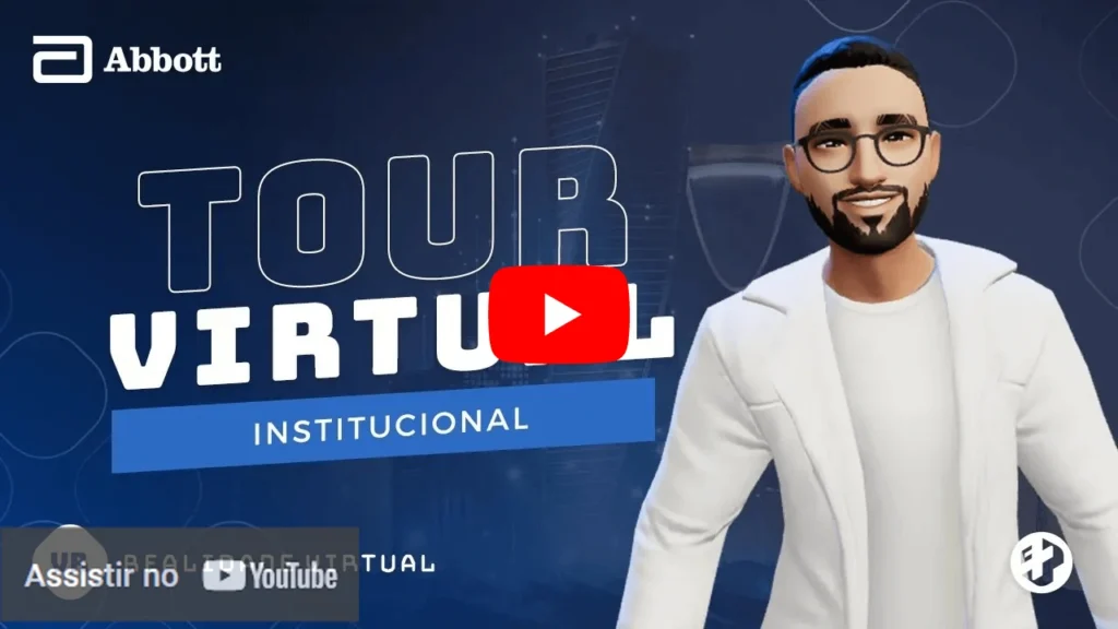 Avatar masculino com jaleco apresenta tour virtual institucional da Abbott