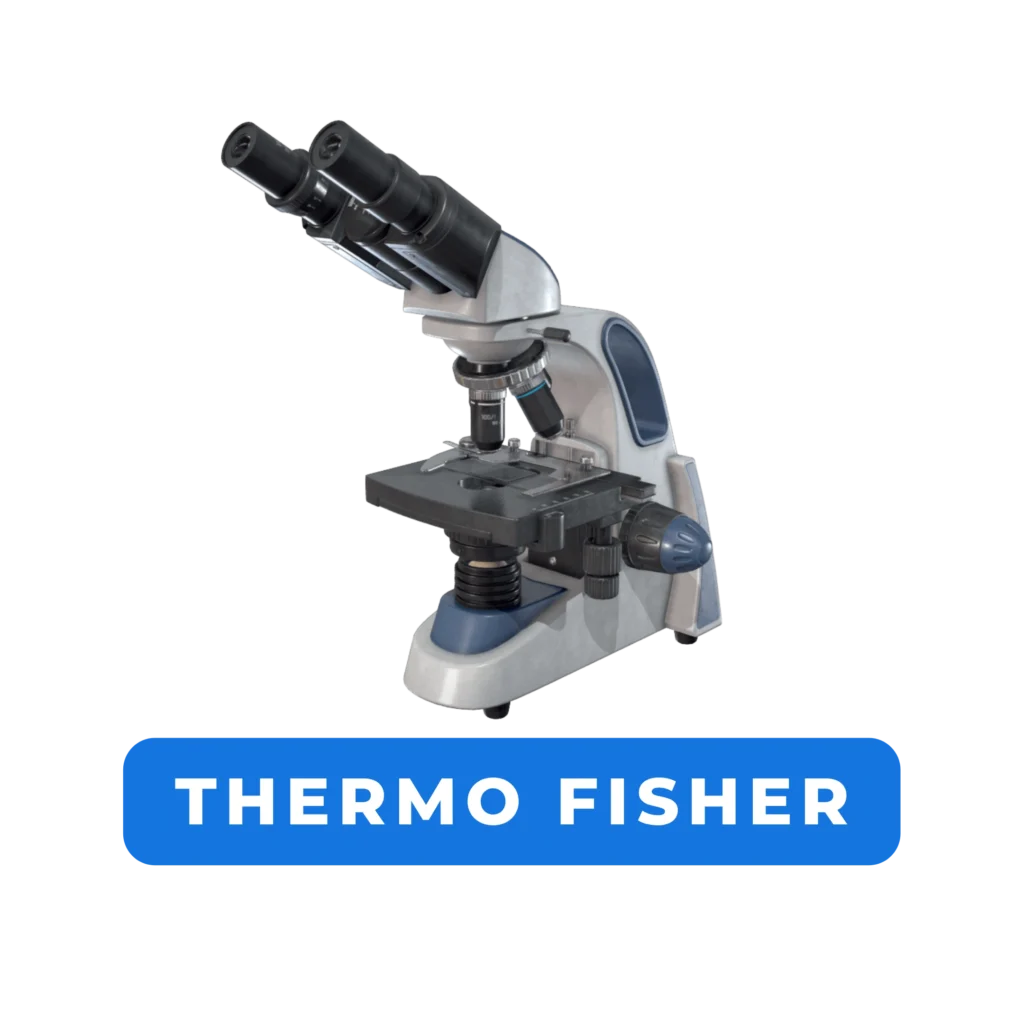 Microscópio digital representando o tour virtual da Thermo Fisher para laboratório.