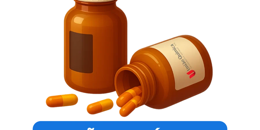 Tour virtual na fábrica da União Química em Brasília com frascos de medicamento.