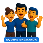 Equipe animada representando colaboradores engajados em treinamentos com jogos ESG em Realidade Virtual.