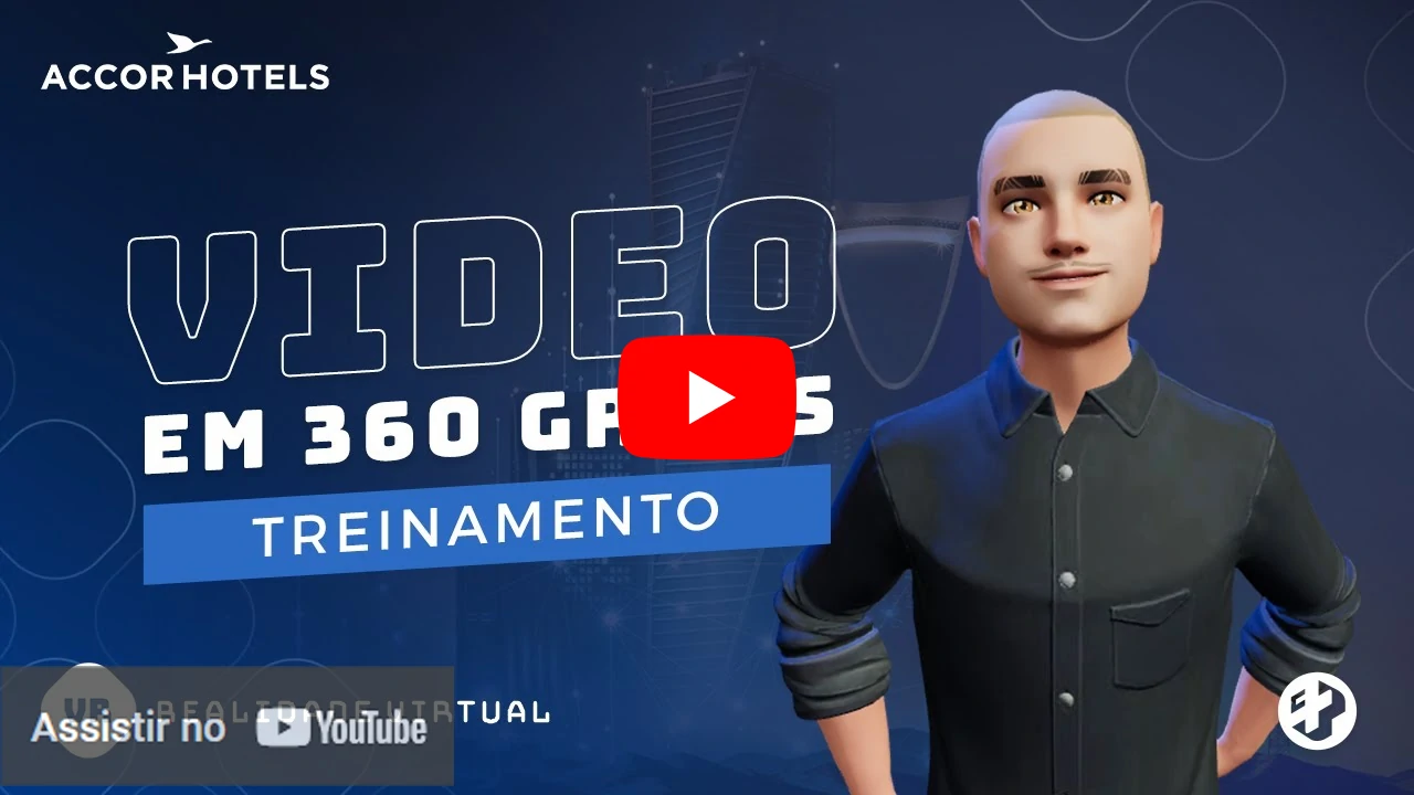 Treinamento em vídeo 360 graus com avatar masculino para a Accor Hotels.
