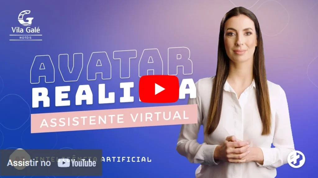 Mulher representando avatar realista usado como assistente virtual com inteligência artificial da rede de hotéis Vila Galé