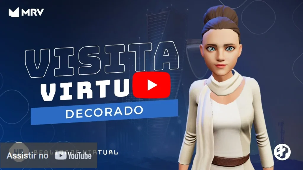 Avatar apresentando visita virtual 360 graus ao decorado da MRV