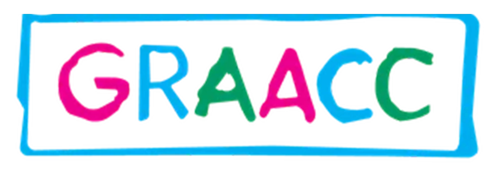 Logotipo do GRAACC com tipografia manuscrita em moldura retangular