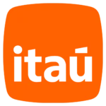 Logotipo do banco Itaú em laranja com fundo branco