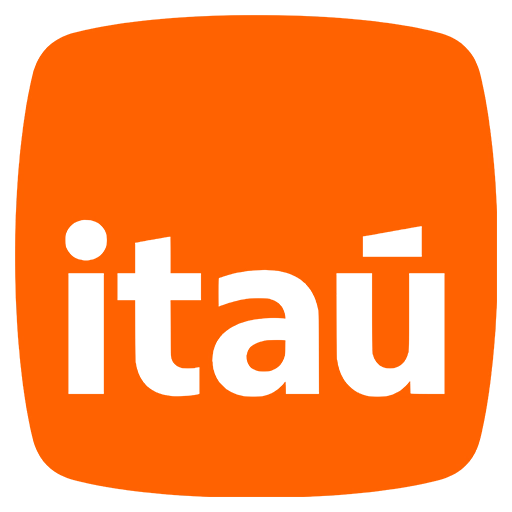 Logotipo do banco Itaú em laranja com fundo branco