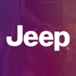 Miniatura de projeto em realidade aumentada (AR) para a Jeep, com logotipo branco centralizado sobre fundo em degradê roxo.