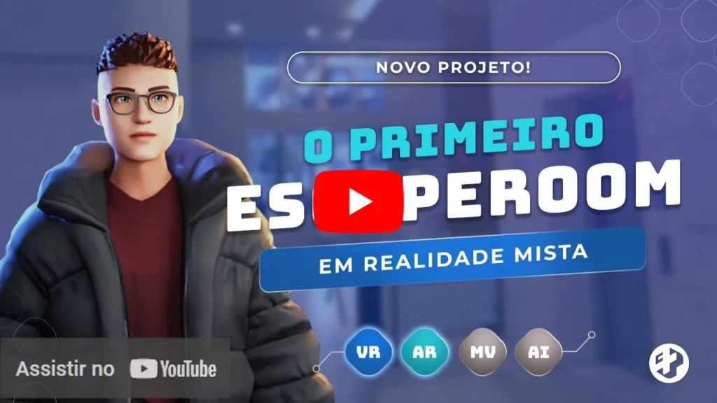 Thumb Escape Room em Realidade Mista da agência Casa Mais, com avatar cartoon.
