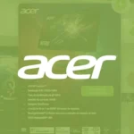 Miniatura do projeto de metaverso da Acer, com logotipo branco sobre fundo verde e elementos digitais ao fundo.