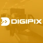 Miniatura do vídeo 360° da Digipix com logotipo branco sobre fundo amarelo vibrante.