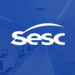 Miniatura do vídeo 360° do SESC, com logotipo branco sobre fundo azul em ambiente institucional.