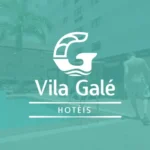Miniatura do vídeo 360° da Vila Galé Hotéis, com logotipo branco em destaque sobre fundo verde translúcido e fachada de hotel ao fundo.
