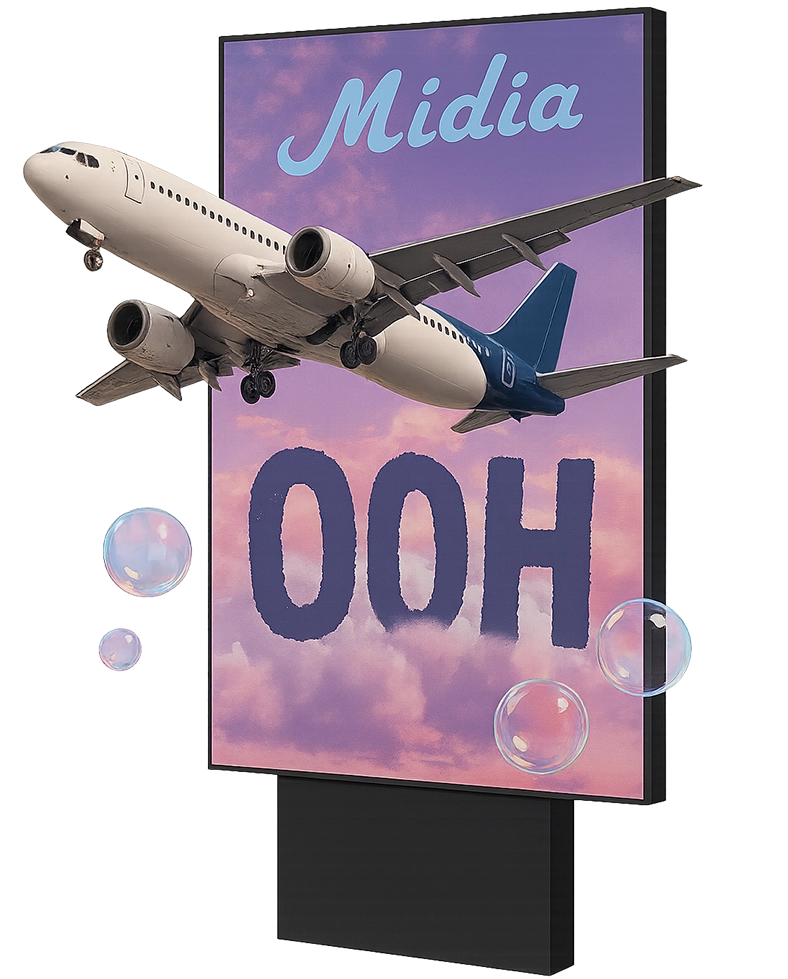 OOH com realidade aumentada mostrando avião em destaque – Casa Mais